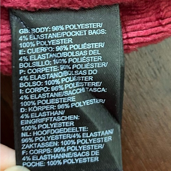 The North Face Full Zip Fleece LINED Jacket Mens  M Maroon Zippered Pockets - Picture 10 of 10